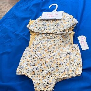 Little Lass Baby Floral Romper - Yellow and White